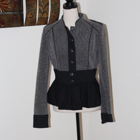 Anthropologie Daughters Of The Liberation Herringbone Peplum Fitted Jacket - Picture 1 of 14
